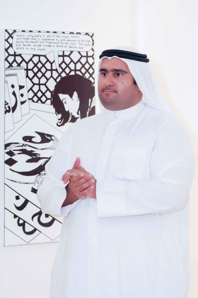 الفنان-682x1024 افتتاح المعرض الكوميدي "العالم في رأسي" للفنان الإماراتي عبد الله لطفي بمقر الرابطة الثقافية الفرنسية بأبوظبي